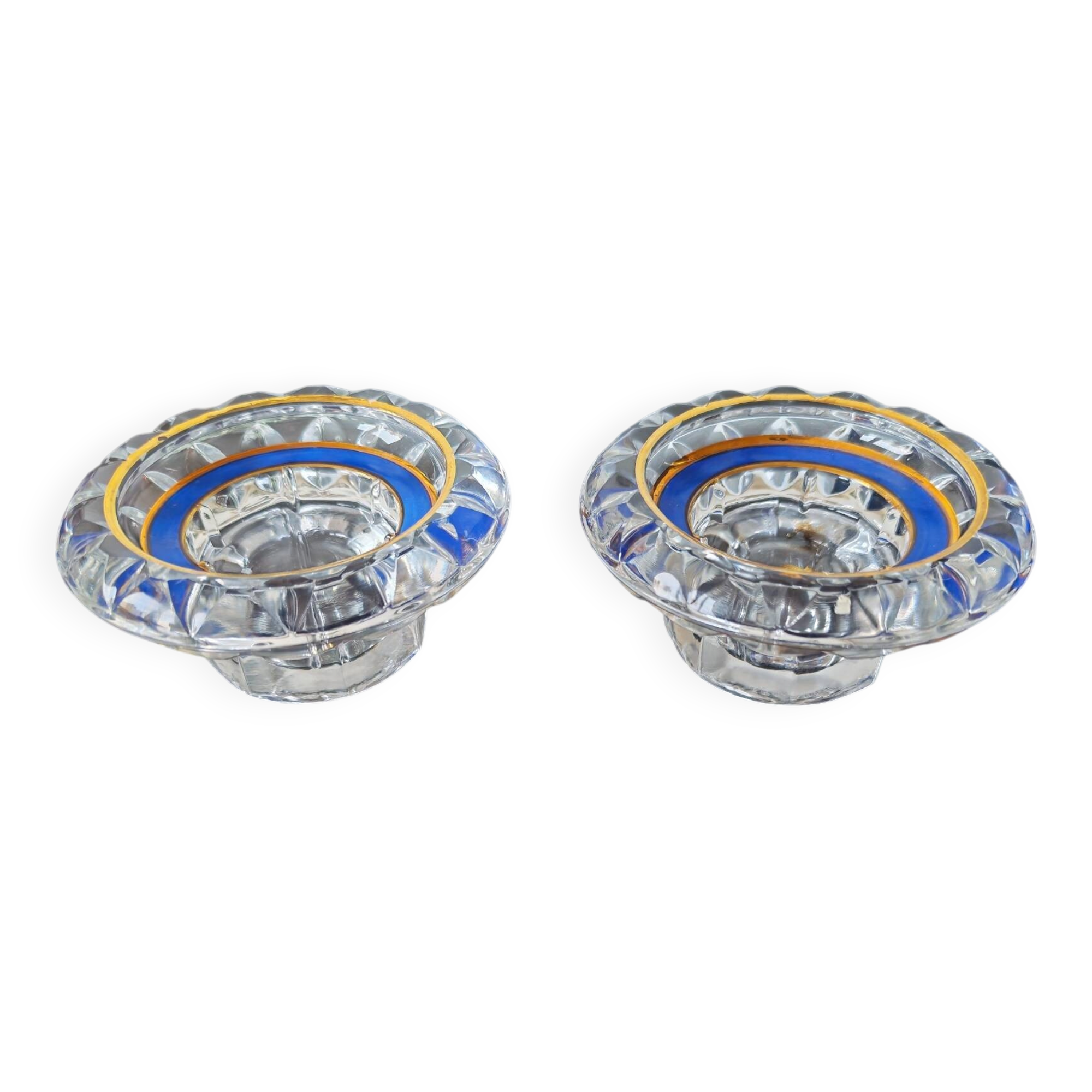 Pair of crystal candle holders, Cristal d'Arques model J. Durand 1980.