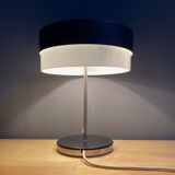 Table lamp in black metal and white glass, by Kamenicky Senov 1960s