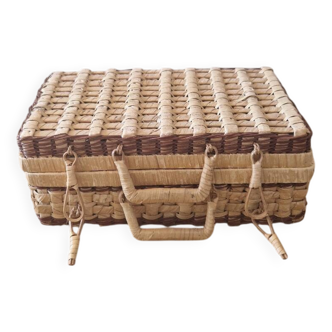 Valise en rotin, années 50