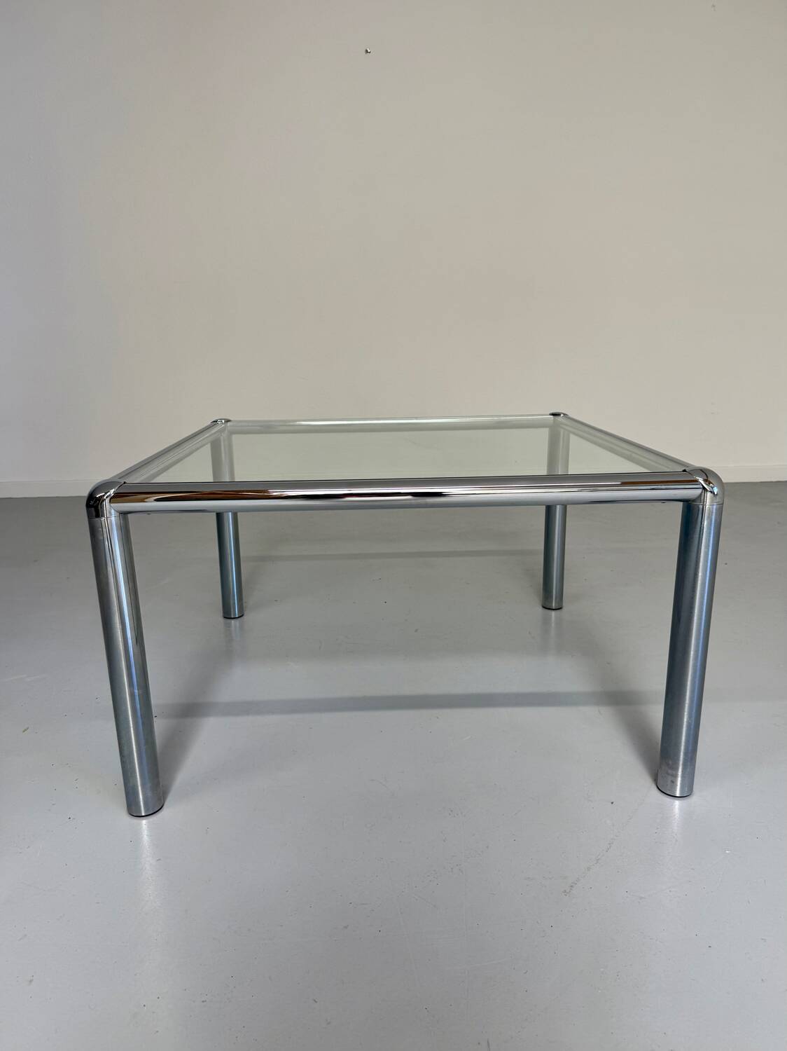 Antique glass and metal coffee table, Italian design from the 70s, vintage