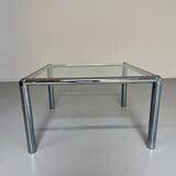 Antique glass and metal coffee table, Italian design from the 70s, vintage