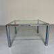 Ancienne table basse en verre et métal design italien des années 70 vintage