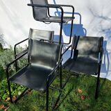4 fauteuils Matteo Grassi en cuir noir