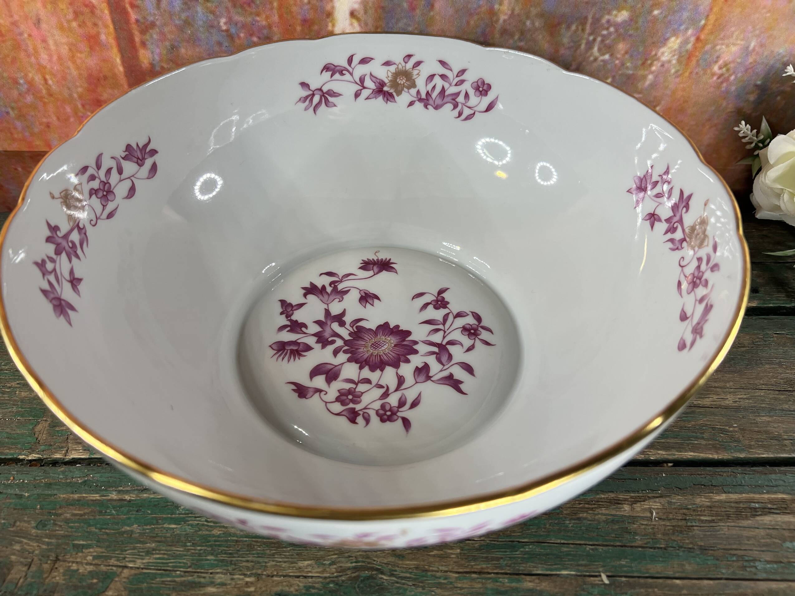 Saladier plat porcelaine Limoges Bernadaud pour Christofle