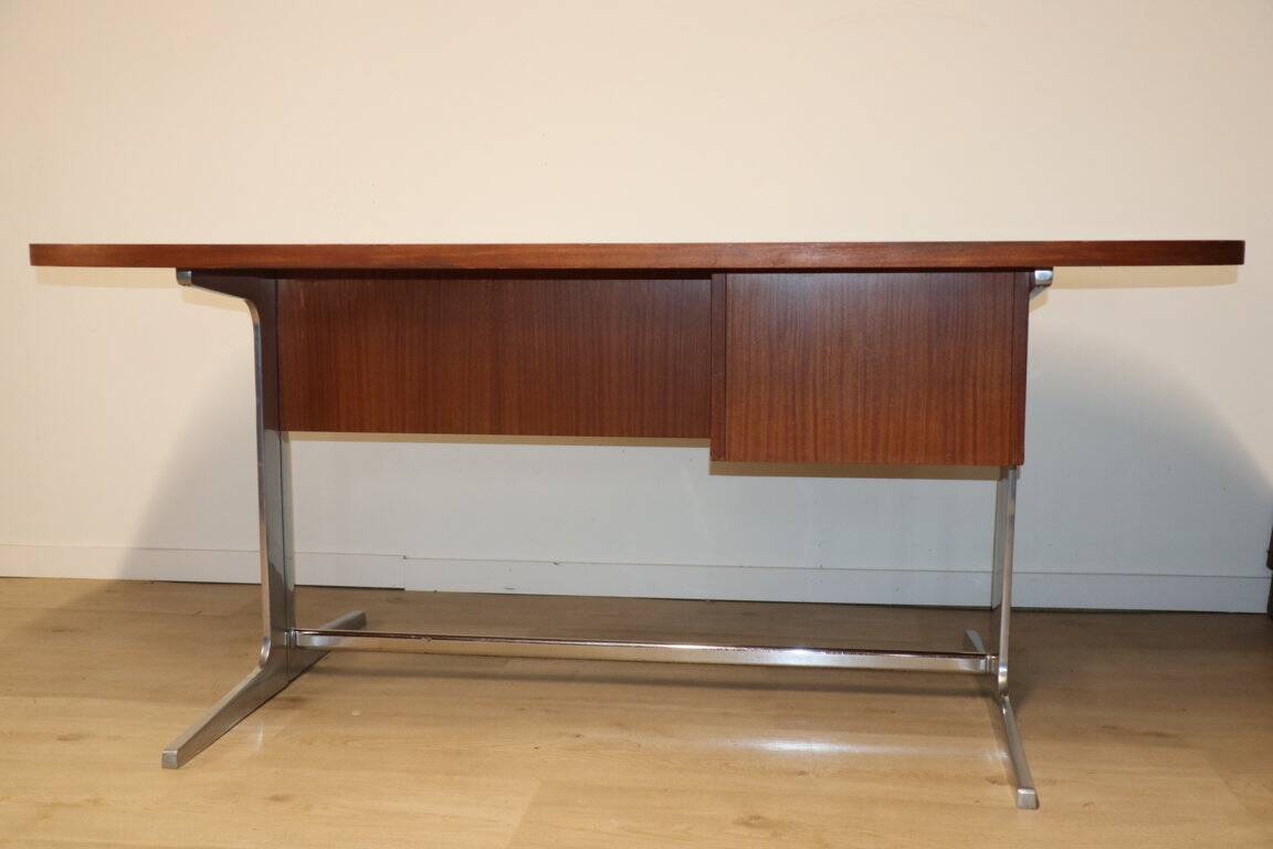 Vintage desk by George Nelson in wood and aluminum, 1960s