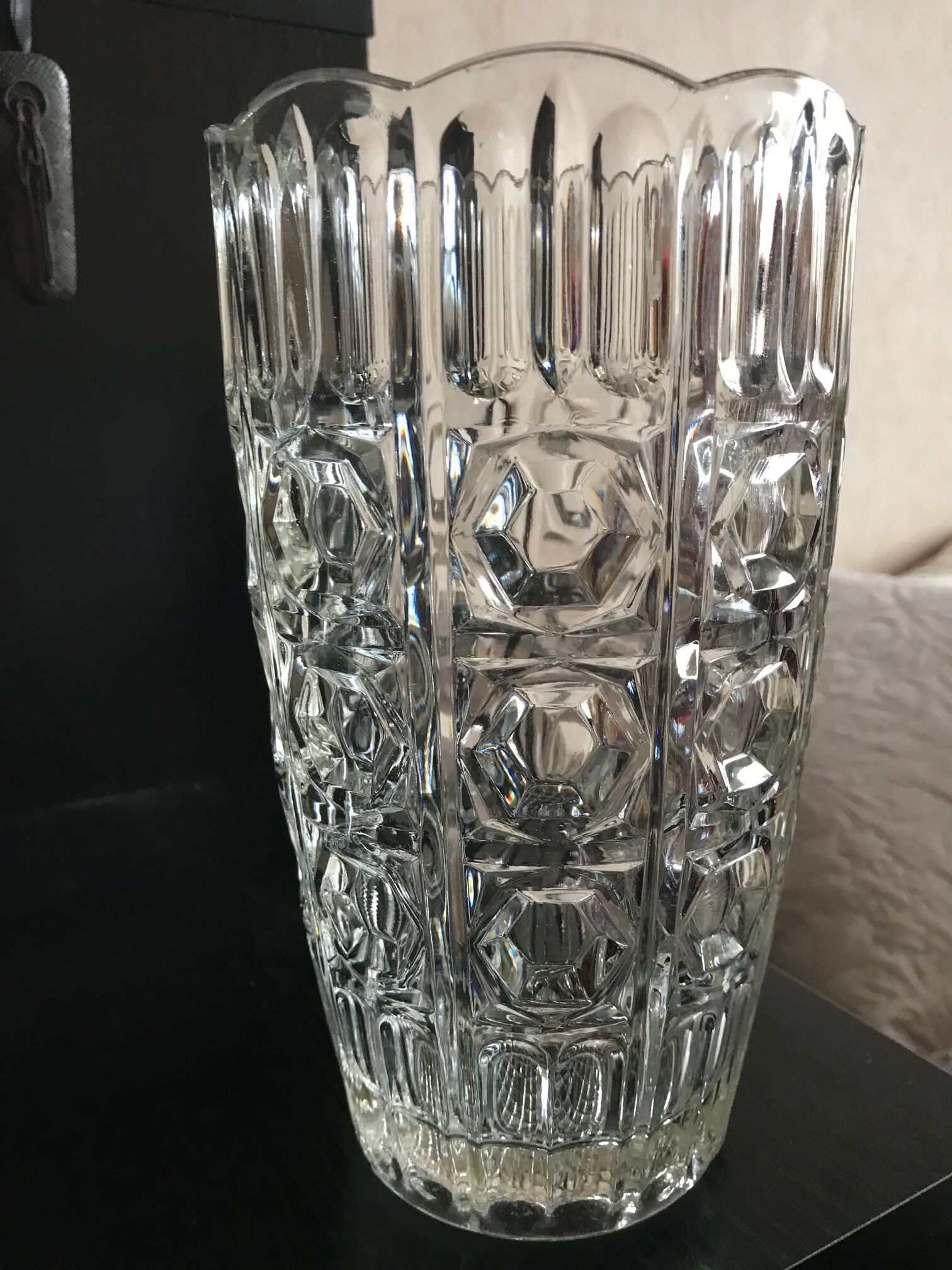 Old pressed glass vase 22 cm high