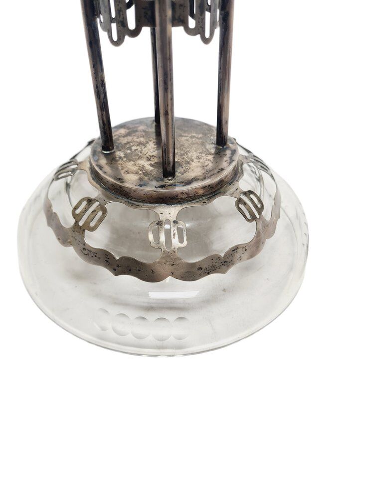 Art Deco Polish silver crystal bowl on stand, 1930s
