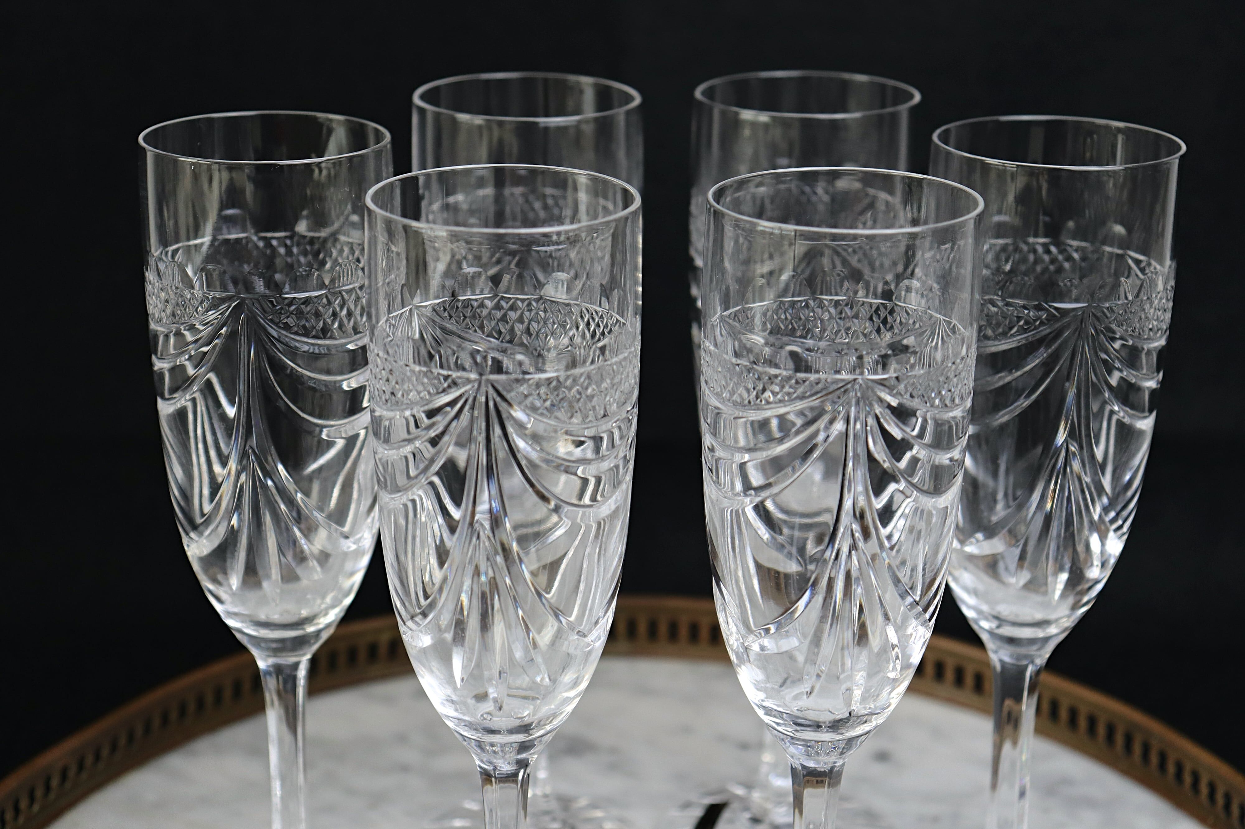 6 champagne flutes Cristal de Lorraine