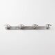 Vintage chrome wall coat rack with 4 hooks, modernist/industrial design.