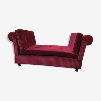 Méridienne velours rouge bordeaux années 50