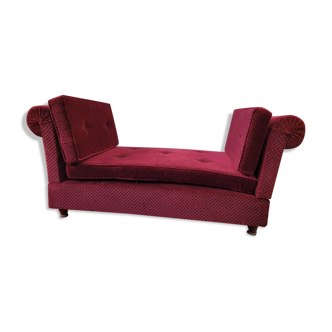Méridienne velours rouge bordeaux années 50
