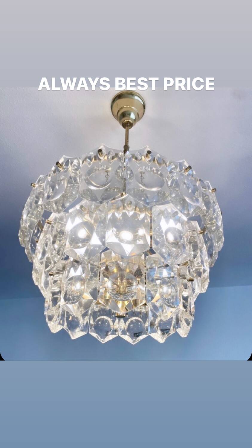 Kinkeldey lustre verre cristal , Autriche 1970
