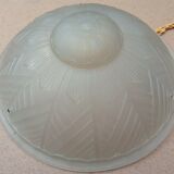 Art Deco ceiling lamp/chandelier in white pressed molded glass in working order
