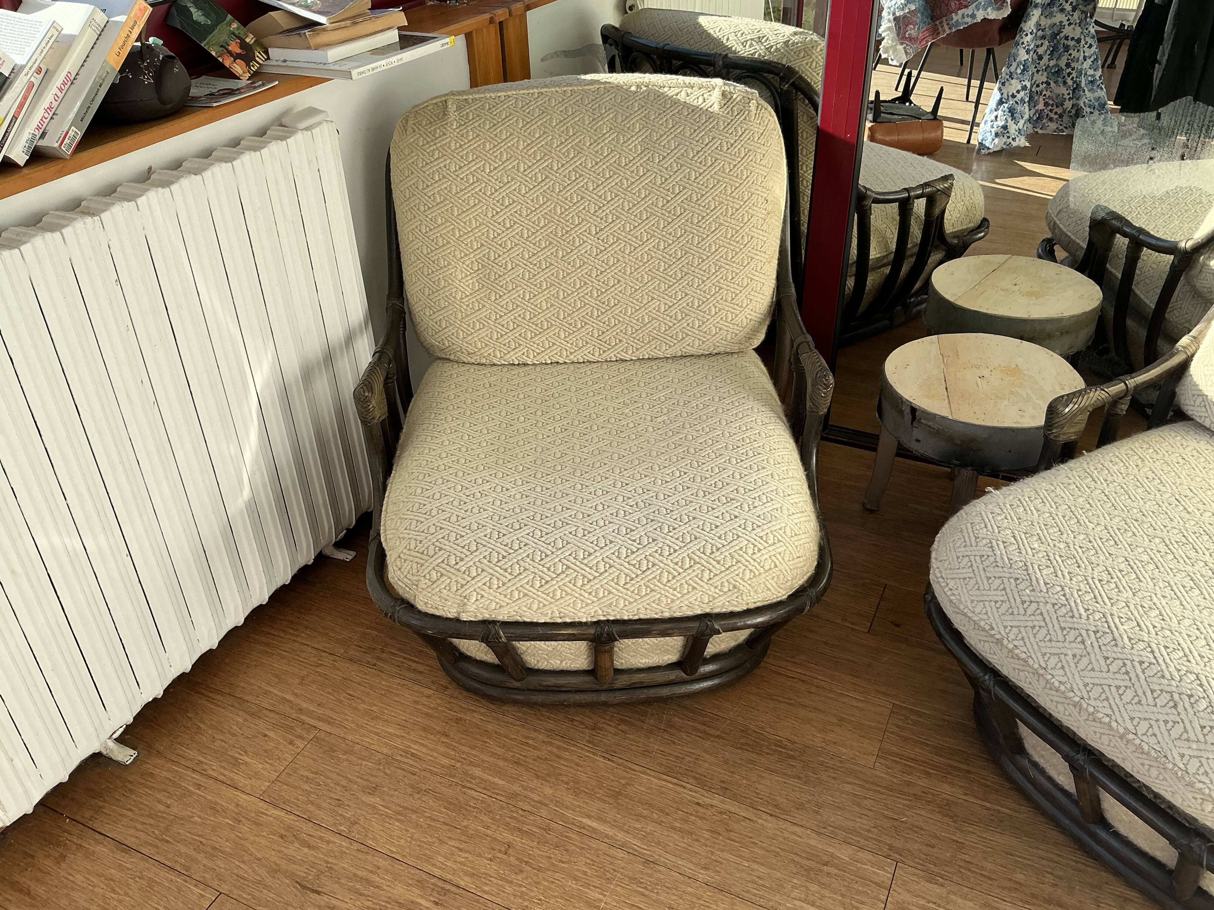 Low rattan armchair
