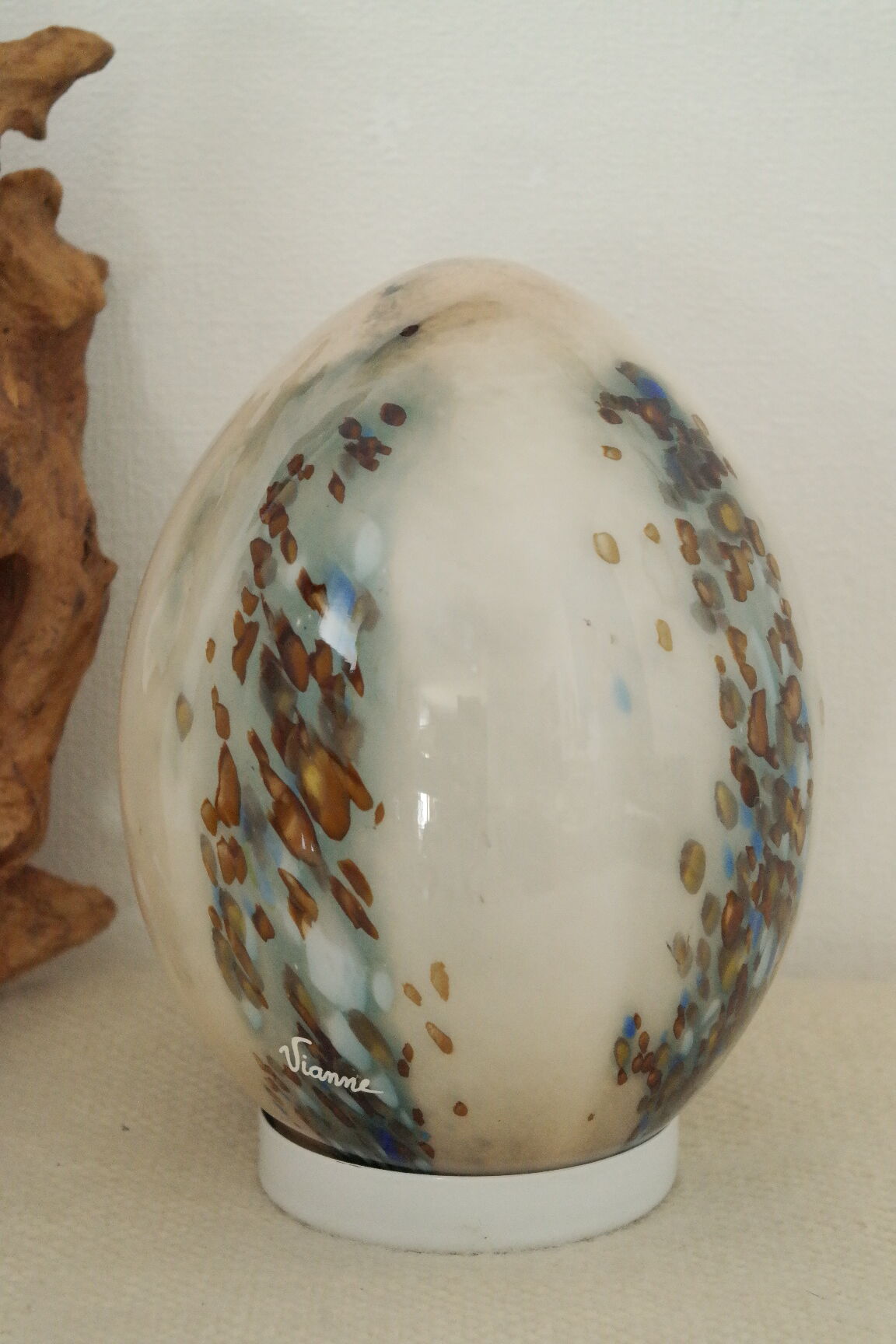 Vintage Vianne glassware opaline egg lamp