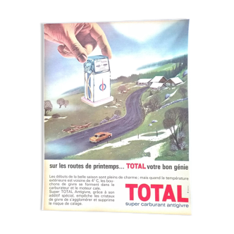 Publicité, station Total, illustration issue revue d'époque