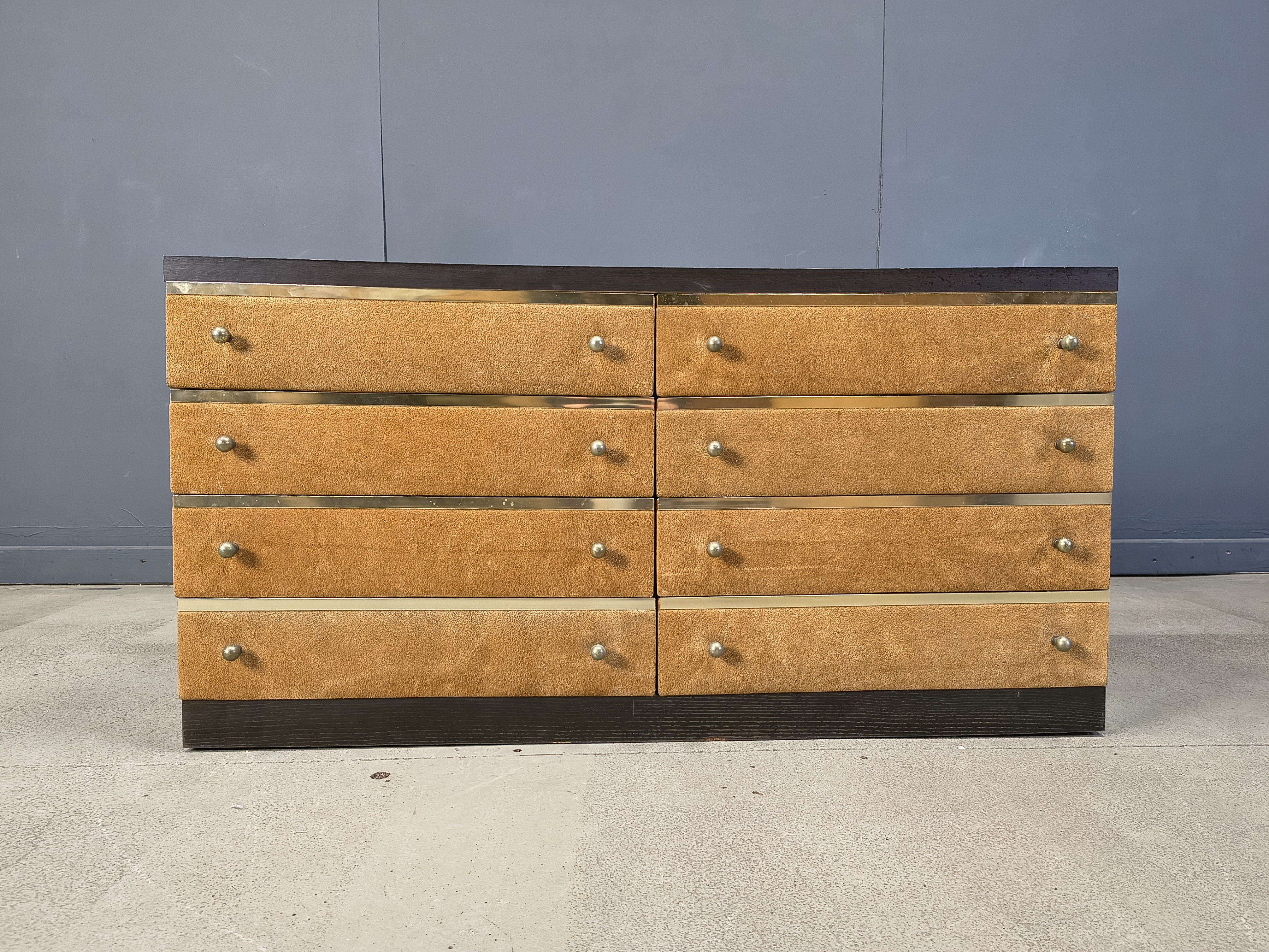 Commode en velours vintage italienne, années 1970