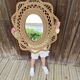 Large braided rattan mirror 1960