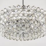 Grand lustre en laiton nickelé Bakalowits avec cristaux en diamant, Autriche, 1950