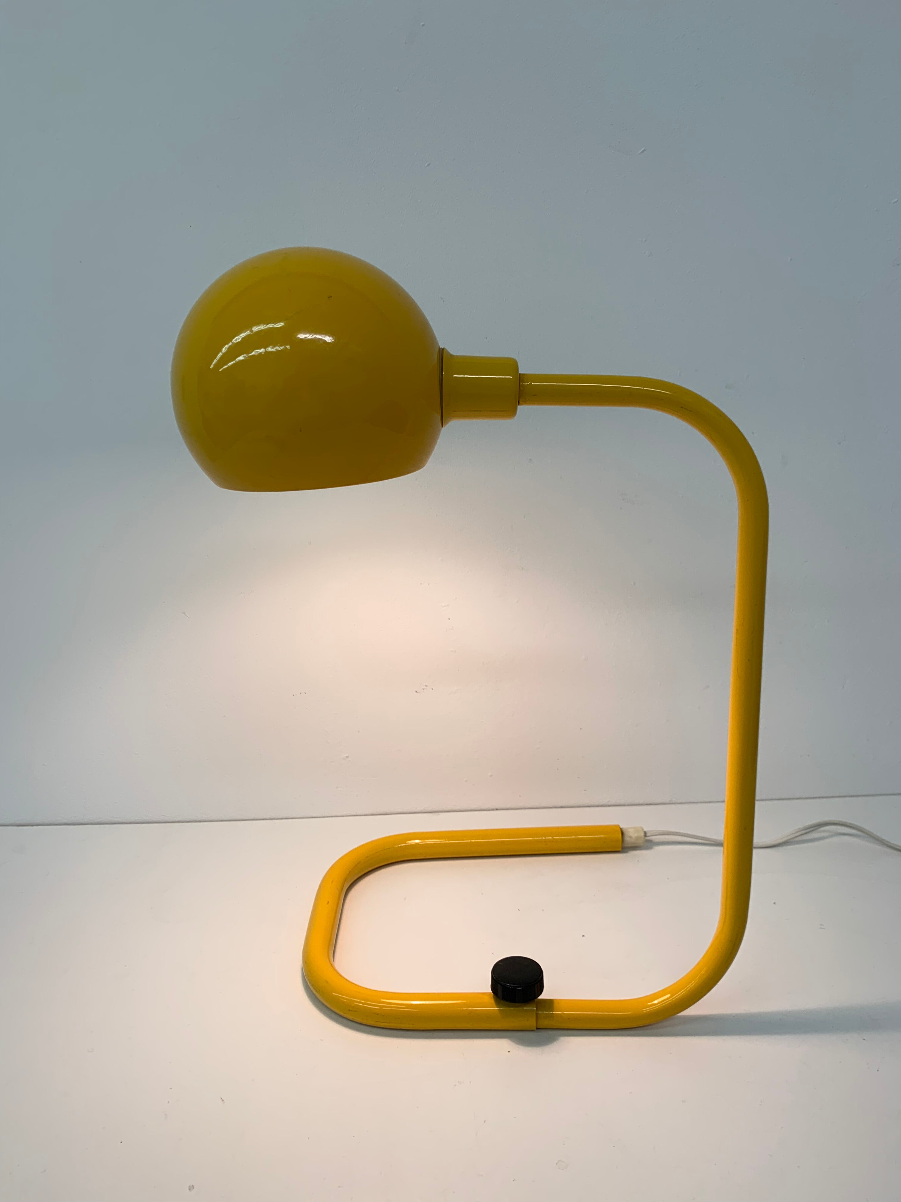 Mid-century design yellow tubular table lamp, 1970’s