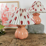 Pair of pink lamps with pleated shades
