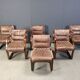Vintage Asko Pajamies Finland Leather Plywood chairs, set of 6 - 1970s