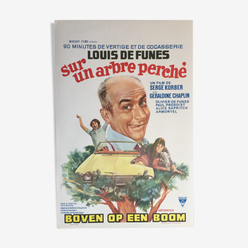 Affiche cinéma "Sur un arbre perché" Louis De Funes 37x55cm 1971