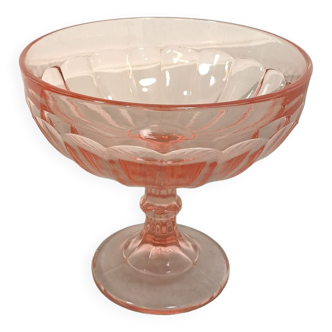Pink glass bowl on base vintage