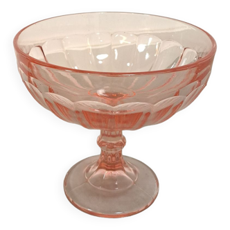 Vide poche en verre rose sur base vintage