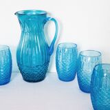 Vintage blue glass orangeade service