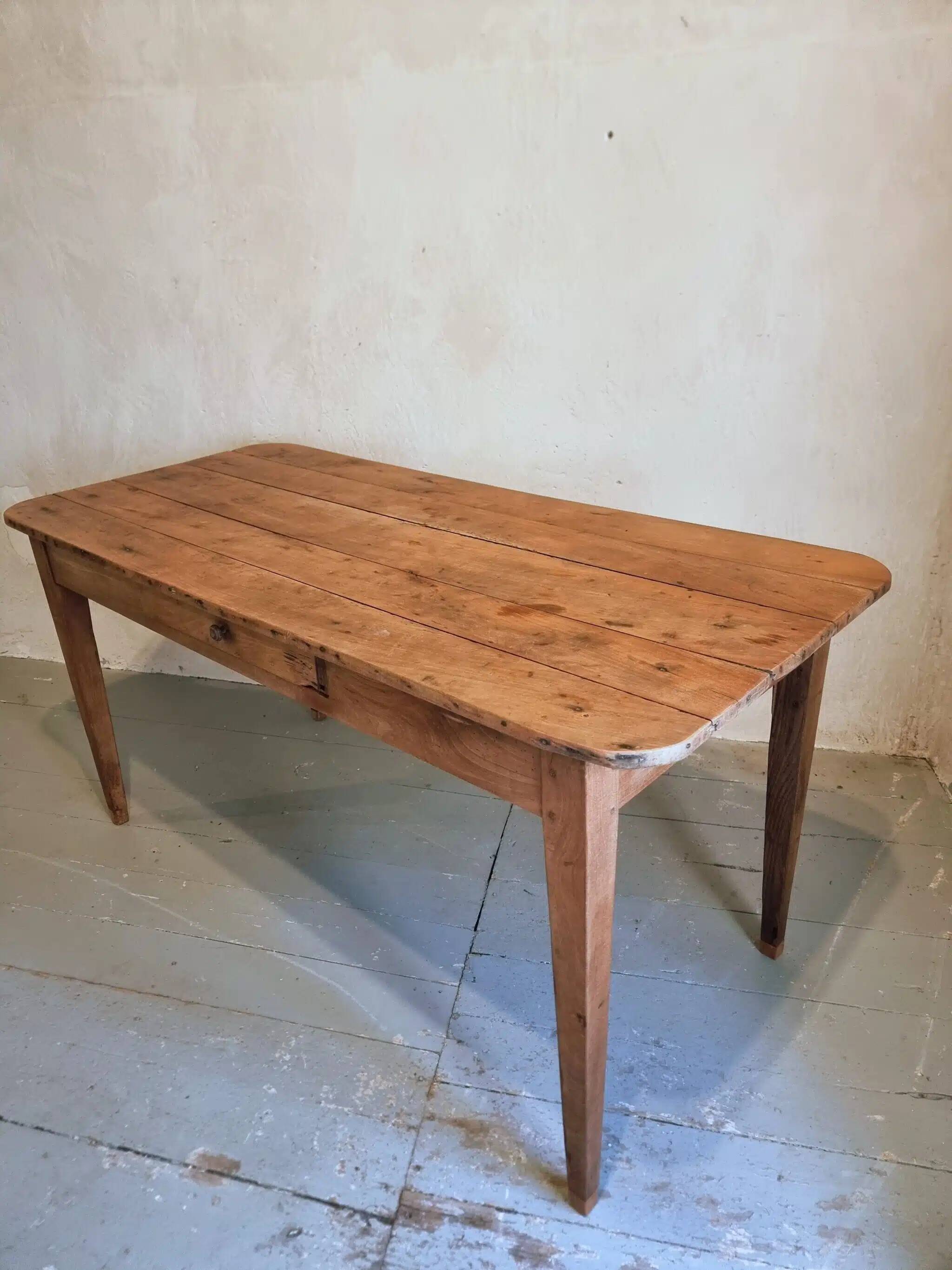 Antique French cherry wood dining table, early 20th century