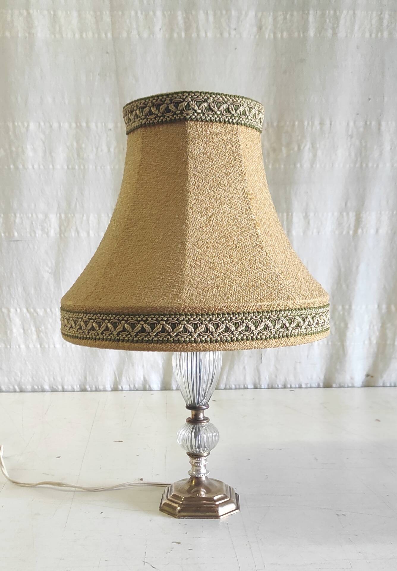 Table lamp in brass and glass - mid 20th century