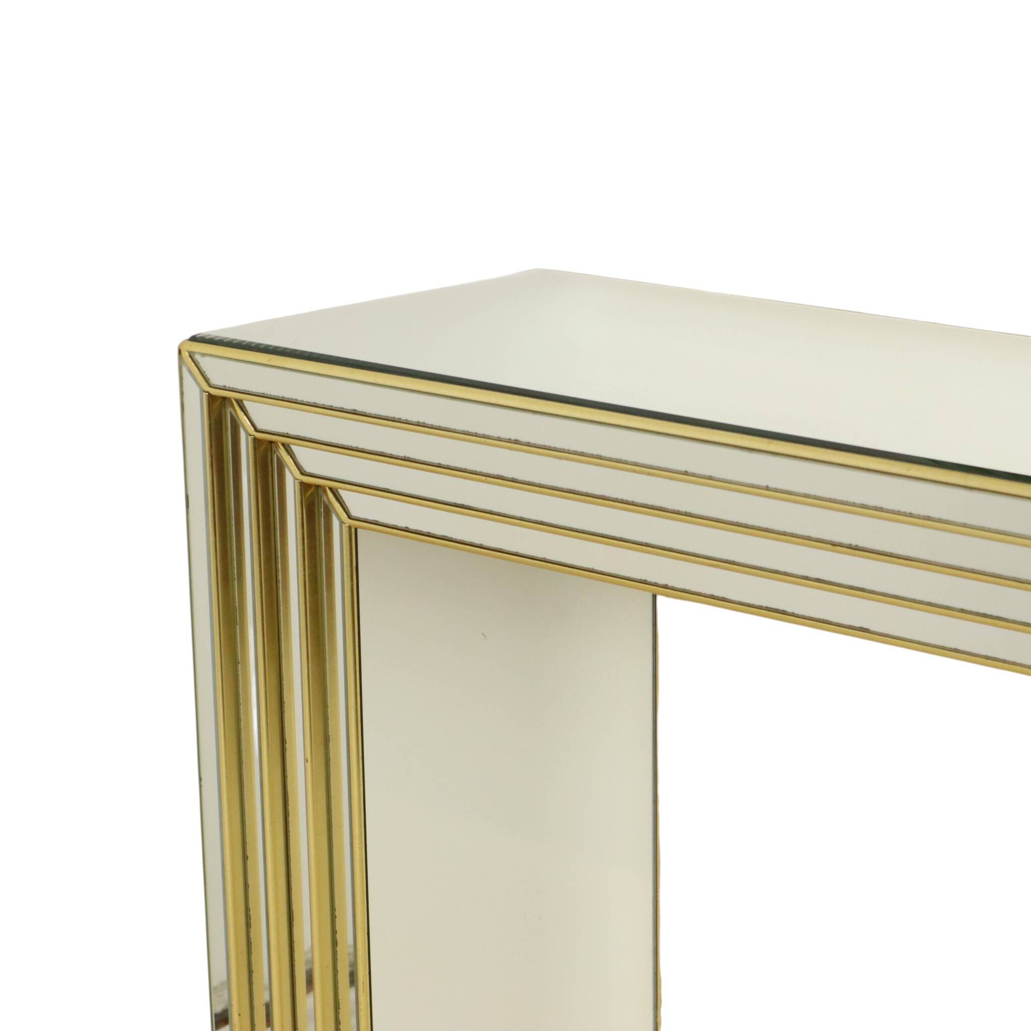 Miroir avec console argentés et dorés – Deknudt