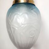 Lámpara "Art Nouveau" de latón y cristal. España, 1930s.