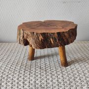 Vintage 1960s Brutalist Tripod Footstool Folk Art