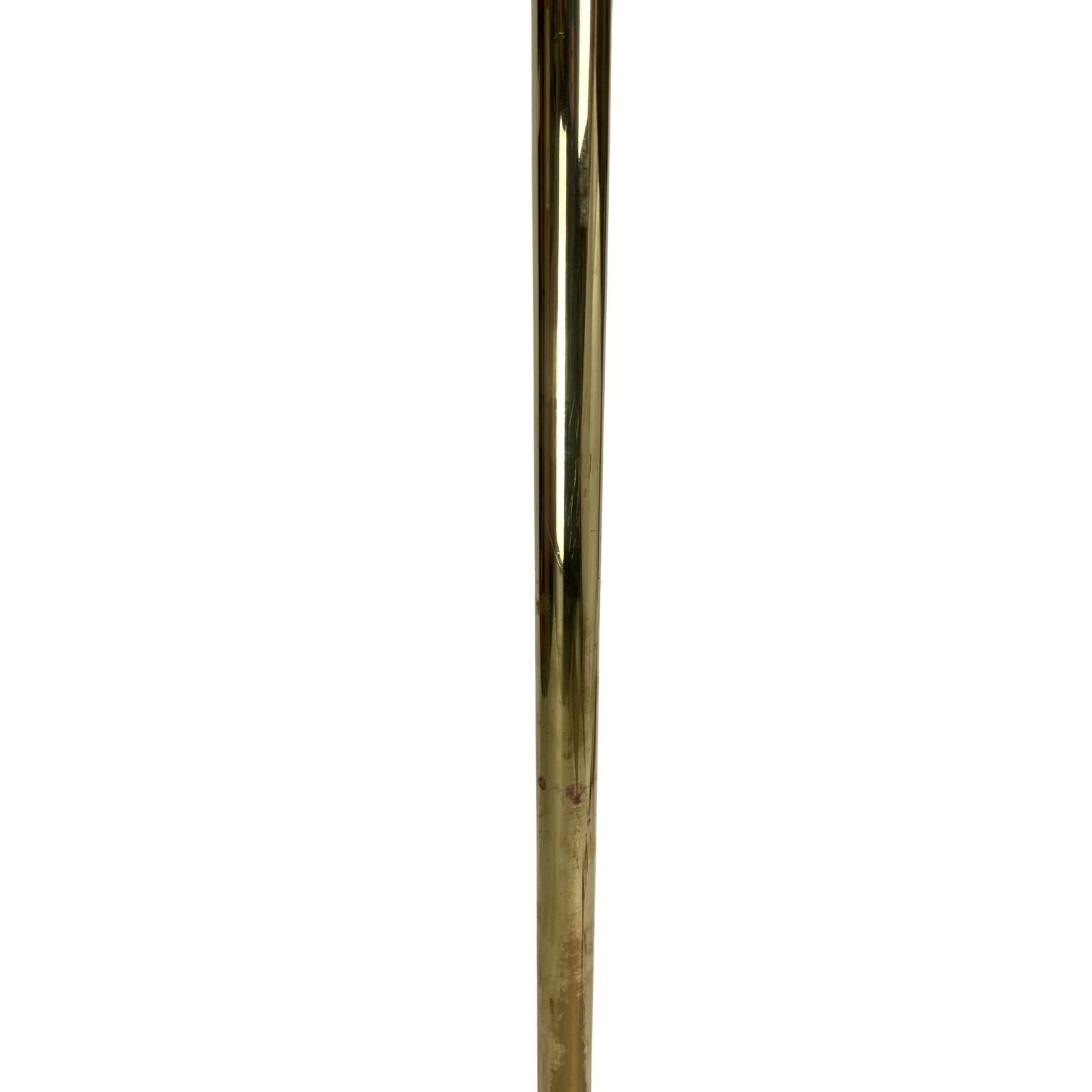 Patinated brass Art Deco low floor lamp, 132cm