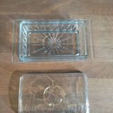 Molded glass butter dish Cow head