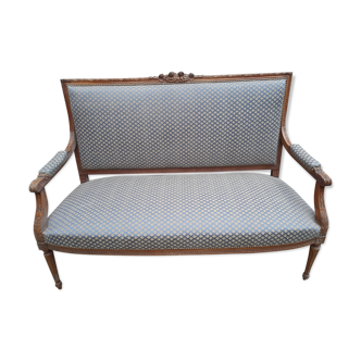 Sofa bench, louis xvi two-seater style, walnut structure