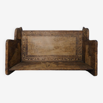 carved wooden shelf