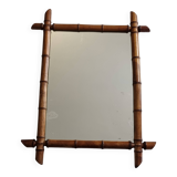 Large 19th century French mirror in carved faux bamboo wood, 52 x 64 cm
