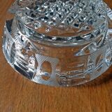 Ancien cendrier en cristal taillé Décor Art Déco Vintage Années 40/50