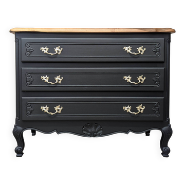Commode vintage en noyer relookée