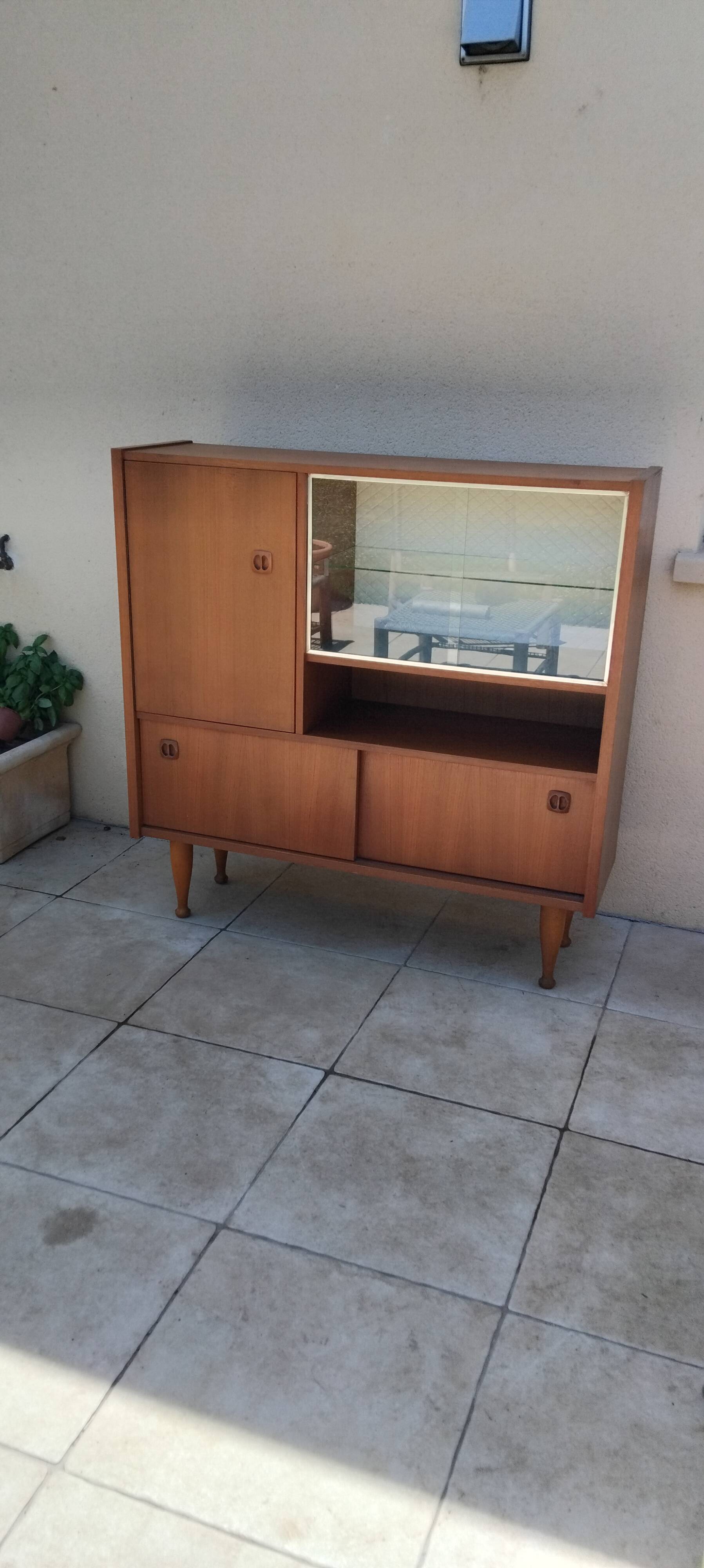 Scandinavian vintage teak display cabinet
