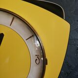 Clock vintage formica silent wall clock "Carrez Transistor yellow black"