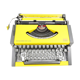 Machine à écrire Olympia AEG Dactymétal De Luxe Jaune révisée ruban neuf avec valise verte