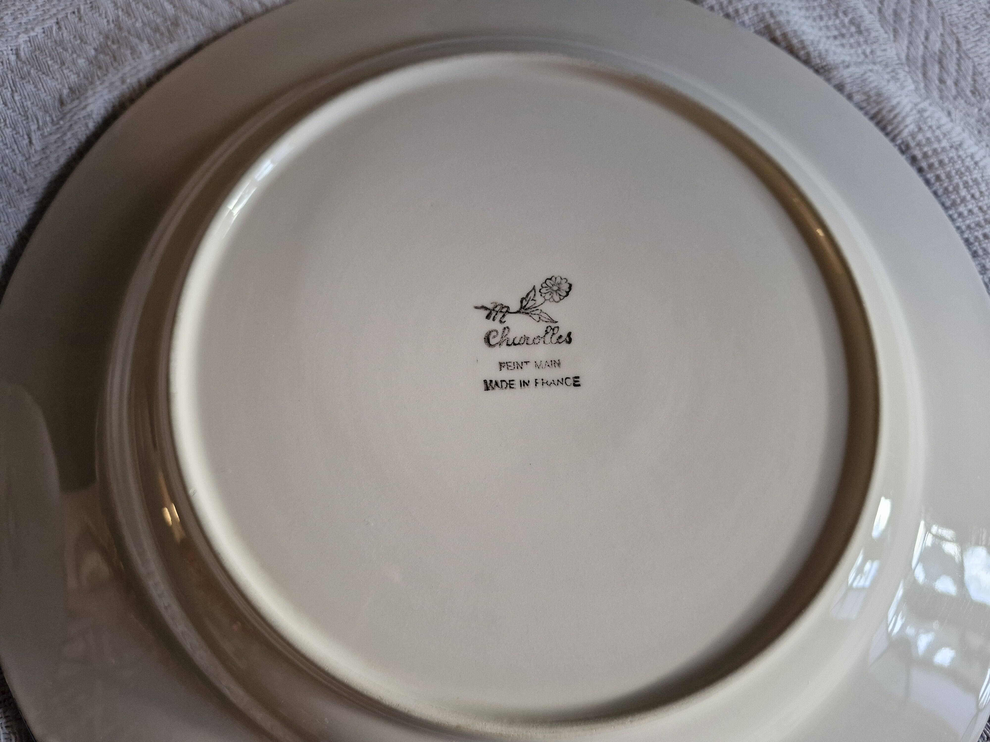 Charolles - Antique plate, rooster decoration Ø 26 cm