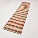 2x10 Striped Pattern Red Green Kilim Runner Rug, 79x323Cm