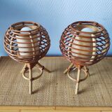 Pair of rattan ball lamps 60-70