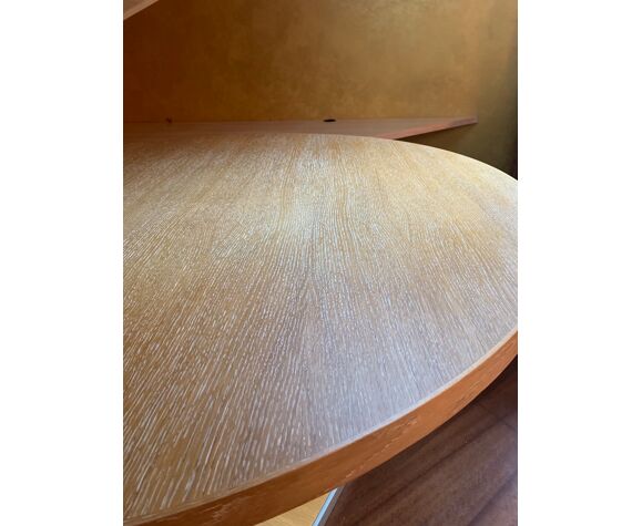 B&B Italia Round table in brushed oak Apta collection for Maxalto.