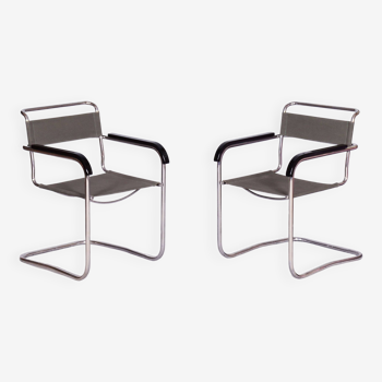 Paire de fauteuils Bauhaus restaurés, par Thonet, par Marcel Breuer, tchèque, années 1930